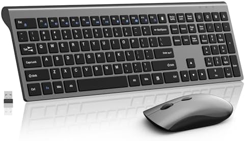 Slim Silent Full Size Wireless Keyboard Mouse Combo Space Grey