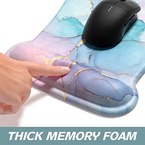 ITNRSIIET Mouse Pad Wrist Support Keyboard Wrist Rest Pad Ergonomic Mousepad Non-Slip Memory Foam Keyboard Pad Easy Typing Pain Relief Perfect for PC Laptop Gaming Office, Color Textured Marble