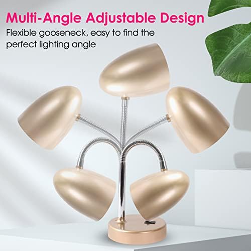 E ENERGETIC LIGHTING LED Desk Lamp, 3.5W 240LM 4000K Cool White Study Lamps for Bedroom and Office, Eye Protection, ETL Listed, Gold Table lamp