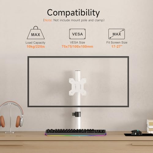 suptek Single Head and Plate Vesa Pole Mount Bracket for Suptek Monitor Mount,White(MD6TBW-2)
