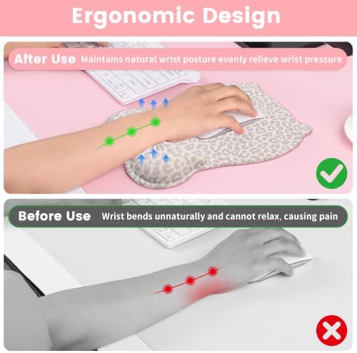 Ergonomic Mouse Pad with Wrist Rest,Cute Memory Foam Mousepad Wrist Cushion