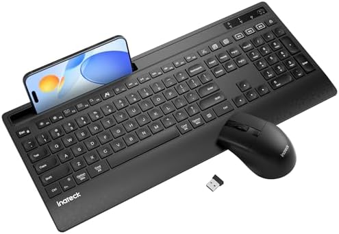 Inateck Full-Size Wireless Keyboard and Mouse Combo, 3-Device