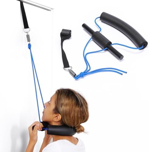 Fanwer Cervical Neck Traction Device Over Door Home Use for Neck Pain Relief, Portable Neck Stretcher Strap for Spinal Decompression or Physical Therapy, Restore Natural Curve of Neck