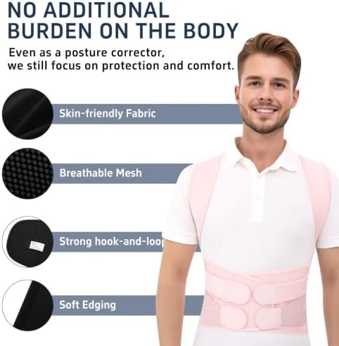 Posture Corrector for Women and Men Shoulder Back Brace (Pink, X-Large)