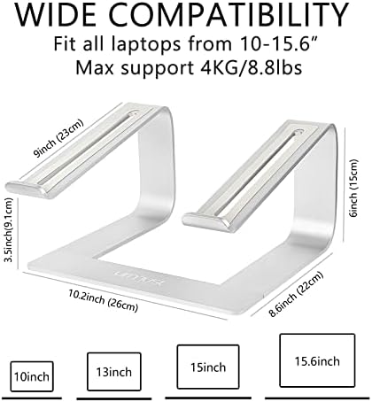 Urmust Laptop Stand for Desk, Silver, Up to 15.6" Laptop