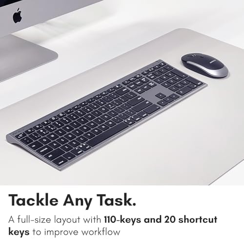 Macally Premium Bluetooth Keyboard and Mouse for Mac | Compatible Wireless Apple Keyboard and Mouse Combo (110 Keys Multi-Device Rechargeable) for MacBook Pro/Air and iMac - Space Gray
