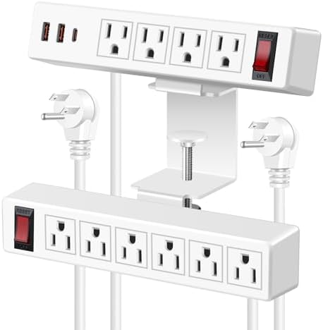 VILONG Desk Clamp Dual Layer Power Strip, 20W USB-C, 700J Surge Protector