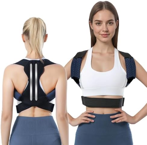 Posture Corrector for Women & Men, Adjustable Back Brace for Neck Shoulder Upper Back Pain Relief, Breathable Back Straightener with Clavicle Support - Strangulation-Free Design