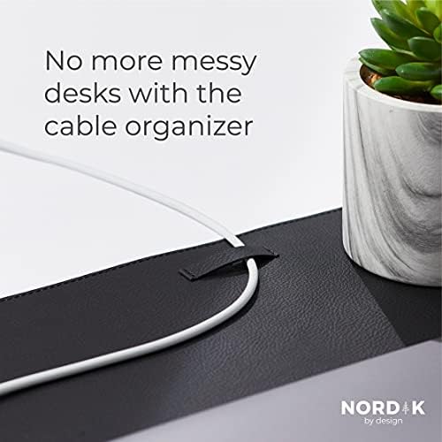 Nordik Leather Desk Mat - Pebble Black - Large Leather Desk Pad 35x17 in