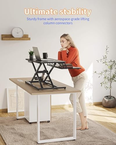 YIHAYO 32" Electric Standing Desk Converter, Adjustable Desk Riser, Black