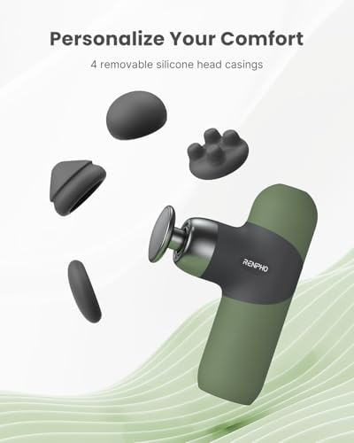RENPHO Mini Thermal Massage Gun with Heat, Color Silicone Casing, 4 Speeds