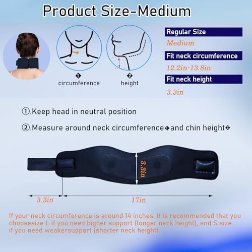 leeveel Neck Brace Cervical Collar,Soft Neck Support Relief Pain & Pressure in Spine for Women & Men,Adjustable Cervical Collar for Sleeping,Travelling,Office (M-17"X3.3")