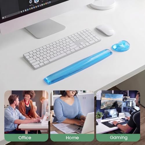 Gel Keyboard & Mouse Wrist Rest Set - Keyboard Wrist Rest Pad & Mouse Support for Office Gaming Pad Computer Laptop Ergonomic Comfortable Pain Relief- Blue Pad Set