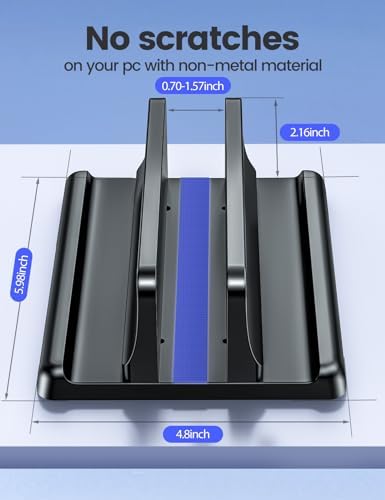 Vaydeer Vertical Laptop Stand Holder Organizer Plastic Adjustable Desktop Notebook Dock Space-Saving 3 in 1 for All MacBook Pro Air,Mac,HP,Dell,Microsoft Surface,Lenovo,up to 17.3 inches (Black)