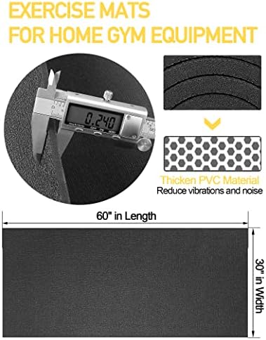 Treadmill Mat, 5'x2.5'/5.6'x2'/6.5'x3'/8'x3',6mm Thickness Exercise Equipment Mat for Carpet Hardwood Floors, Compatible with Walking Pad,Spin Bike,Elliptical Trainer,Rowing Machine