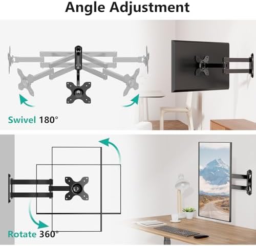 WALI TV Wall Mount Full Motion for 13-32 inch Monitor (1330LM), Black