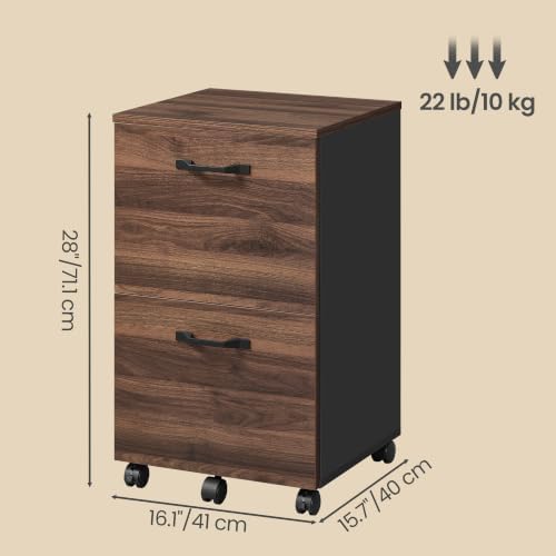 VASAGLE 2-Drawer File Cabinet, Small Rolling Filing Cabinet