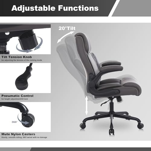 Youhauchair Executive Office Chair, Leather Computer Desk Chair, Dark Brown