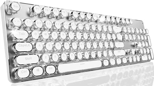 Wireless Typewriter Style Mechanical Keyboard with White Backlit, White
