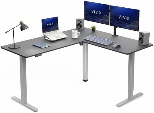 VIVO Black 63 x 55 in Corner Standing Desk, DESK-E3CTGB