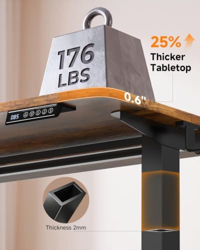 Standing Desk, 48 × 24 Inches Electric Height Adjustable, Home Office
