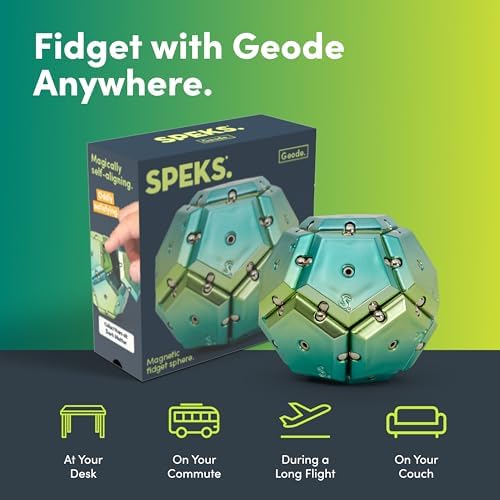 Speks Geode Magnetic Fidget Toy | Sensory Desk Toy for Adults & Teens 14+ | Stress Relief Gift | Sphere, Green