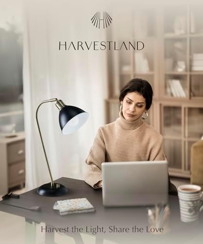 HarvestLand Halo Desk Lamp, Reading Lamp for Home Office, Black