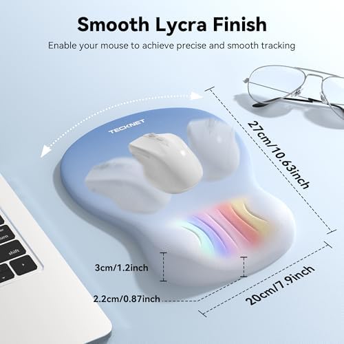 TECKNET Ergonomic Mouse Pad with Wrist Rest, Smooth Surface & Non-Slip Base