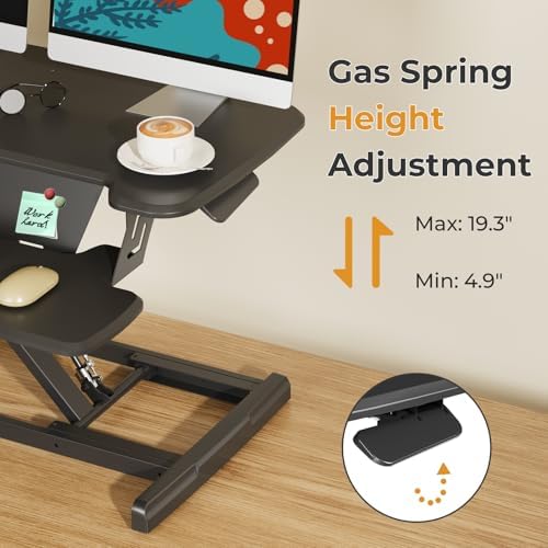 JOY worker Standing Desk Converter, 32" Height Adjustable Desk Riser, Black