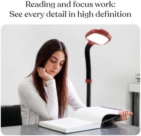 Brightech Litespan - Bright LED Floor Reading Lamp for Over Chair Crafts and Reading, Estheticians' Light for Lash Extensions, Adjustable Standing Lamp for Living Room, Bedroom, Office - Red