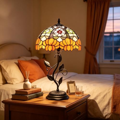 Tiffany Lamp Orange Blossom Stained Glass Table Lamp
