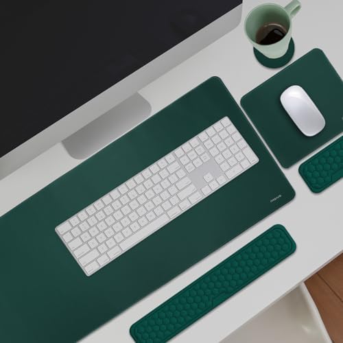 MOSISO Large Gaming Mouse Pad&Massage Keyboard Wrist Rest, Peacock Green