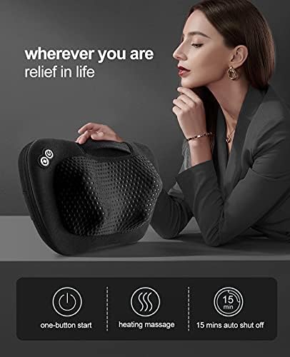 VIKTOR JURGEN Shiatsu Back Massager with Heat for Pain Relief, Black