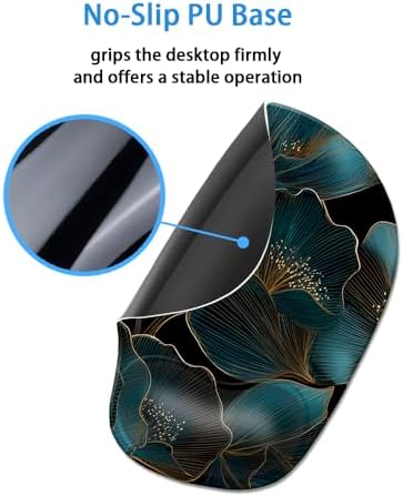 Ergonomic Mouse Pad with Wrist Rest,Comfortable Computer Gel Mouse Pad Wrist Support for Laptop,Pain Relief Mousepad with Non-Slip PU Base Gold Green Plants
