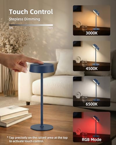 EZVALO Cordless Lamp, Rechargeable Table Lamp, Battery Operated