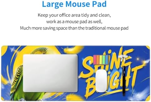 Budgie Cute Mouse Pad Mouse Pads for Desk 11.8x31.5 in Blue Yellow