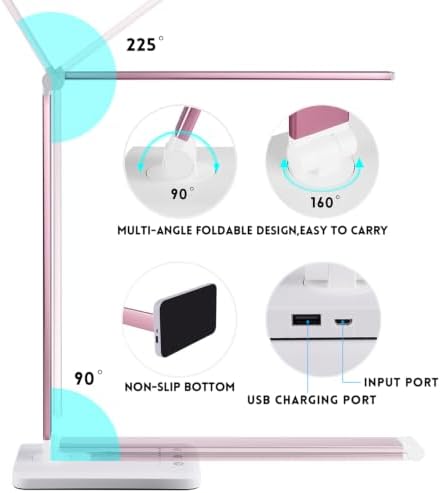 Desk Lamp, LED Desk Light with USB Power, Dimmable, Foldable
