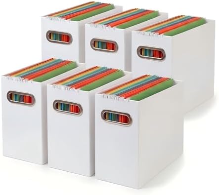 Collapsible File Organizer Box with Handle,12.20x5.11x9.84Inches, Filing Organizer for Home or Office, Small Portable File Box(6 Packs, White)