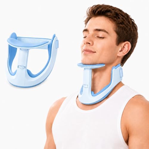 Neck Brace Posture Corrector, Memory Foam Cervical Collar for Pain Relief & Neck Hump, Adjustable Neck Support for Office, Travel & Daily Use - Soft Breathable, Men Women