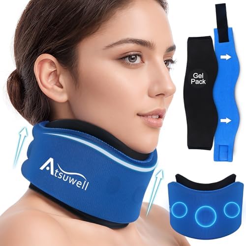 Atsuwell Ice Pack Neck Braces for Neck Pain and Support, Blue