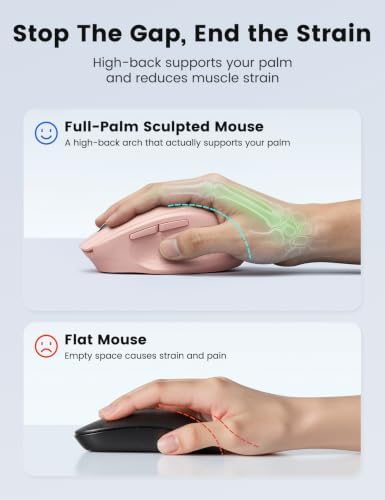 Pink Wireless Mouse for Laptop, Quiet Cordless Computer Mice for Office