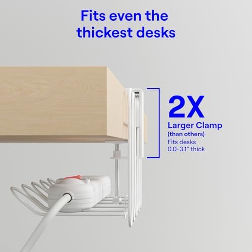 CarryUp Under Desk Cable Tray for Dorm Room - Cream
