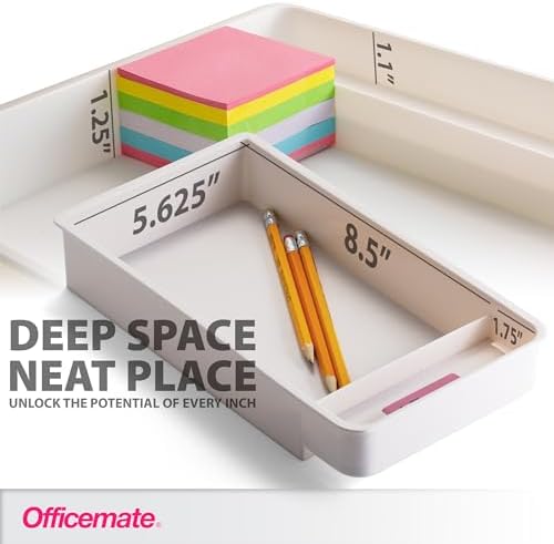 Officemate Medium Self-Adhesive Under Desk Drawer, White, 6" x 10.75" x 1.875" (22534)