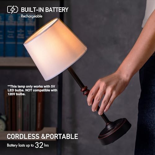 O'Bright Seraph Cordless Rechargeable LED Table Lamp, Oil-Rubbed Bronze