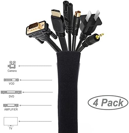 JOTO 4 Pack Cable Management Sleeve 19-20 Inches -Black