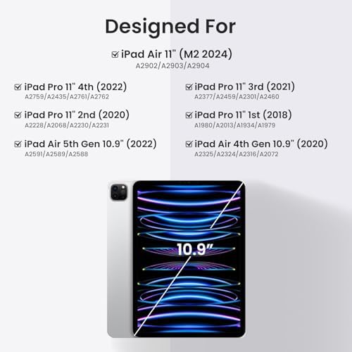 Magnetic Keyboard Case for iPad Air 11-inch (M2 2024) & Pro 11 1st/2nd/3rd/4th,360 Rotation Detachable & 7 Color Backlit BT Keyboard Cover for ipad Air 5th 4th Generation 10.9 inch (Black)