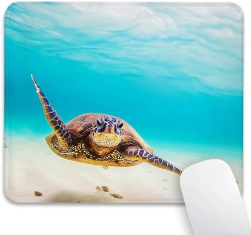 Sea Turtle Mouse Pad, Animal Hawaiian Underwater Scuba Diving Desk Mat