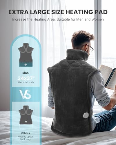iDOO Large Weighted Electric Heating Pad for Back, Neck & Shoulders