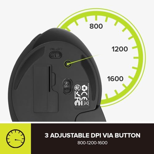DELUX Ergonomic Vertical Mouse, Wireless Ergo Mouse for Large Hands, 2.4G Connection, Silent Clicks, Up to 1600 DPI,6 Buttons, Removable Wrist Rest, Compatible with Laptop/PC (M618Plus Wireless-Black)