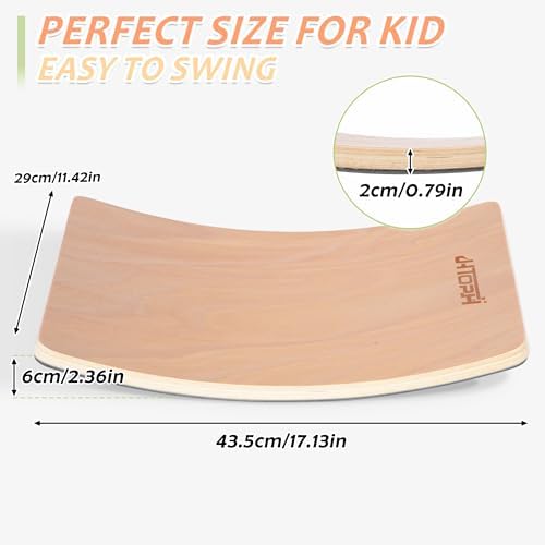 Kids Balance Board - 100% Natural Wood Wobble Board with Non-Slip Safety Pads Child-Safe Design for Indoor/Outdoor Play Toddler Balance Board for Ages 3-12, Eco-Friendly & Durable
